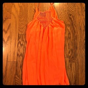 Orange chiffon like material with liner slip